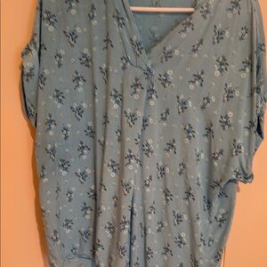 Blue Gray Dolman Sleeve Boxy Blouse